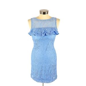 Lilly Pulitzer Blue Peri Janine Shift Eyelet Ruffled Sleeveless Dress